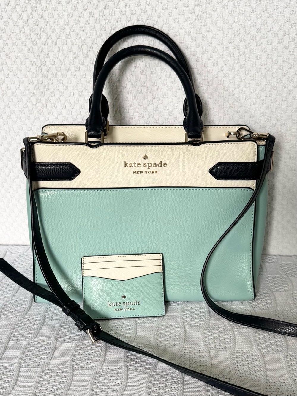 2pc Kate Spade EUC Staci color block satchel & cardholder